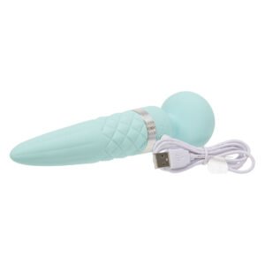 Вібромасажер 2в1 PILLOW TALK - Sultry Teal, класичний масажер і вібратор з ротацією, підігрів