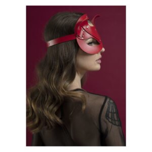 Маска кішечки Feral Feelings - Catwoman Mask, натуральна шкіра, червона