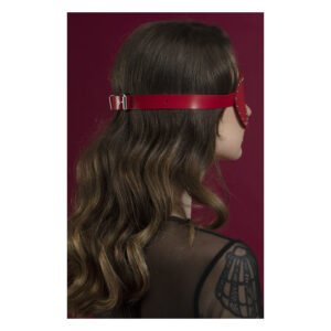 Маска на очі з заклепками Feral Feelings - Blindfold Mask, натуральна шкіра, червона