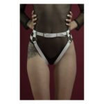 Гартери Feral Feelings - Belt Briefs, трусики, натуральна шкіра, колір білий
