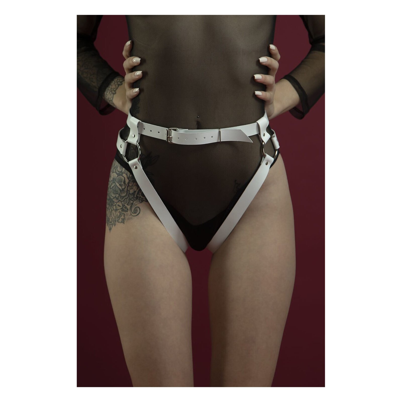 Гартери Feral Feelings - Belt Briefs, трусики, натуральна шкіра, колір білий Гартери Feral Feelings - Belt Briefs, трусики, натуральна шкіра, колір білий