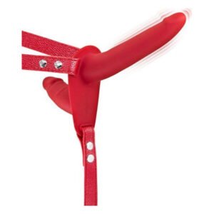 Подвійний страпон з вібрацією Fetish Tentation Vibrating Strap-On with Double Dildo Red