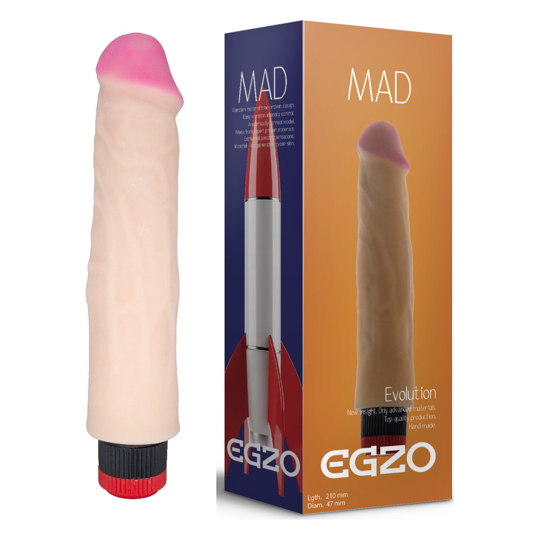 Вібратор реалістичний EGZO MAD Ciberskin Burning Lover на батареях Вібратор реалістичний EGZO MAD Ciberskin Burning Lover на батареях