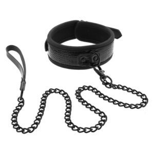 Нашийник з повідцем BLAZE LUXURY COLLAR AND LEASH CROCO BLACK