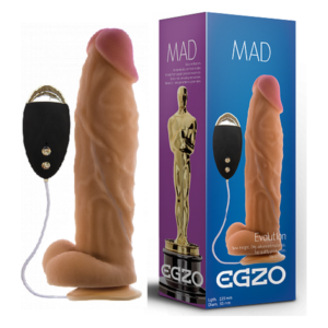 Вібратор на присосці EGZO MAD Ciberskin Enamored Lover з пружною мошонкою та пультом керування