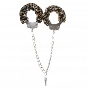 Поножі метал з хутром DS Fetish Metal, Leopard