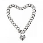 Нашийник із замком у вигляді серця DS Fetish Heart, Silver