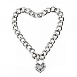 Нашийник із замком у вигляді серця DS Fetish Heart, Silver