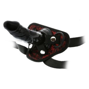 Знімний страпон Dream Toys Blaze Deluxe Strap-On Dildo на чорних трусиках з червоною вишивкою