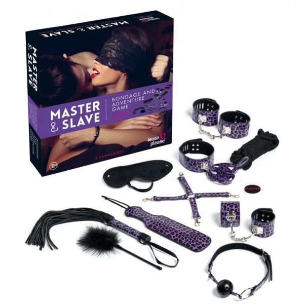 Набір БДСМ 10 шт Master Slave BDSM Kit tijgerprint Purpele Набір БДСМ 10 шт Master Slave BDSM Kit tijgerprint Purpele