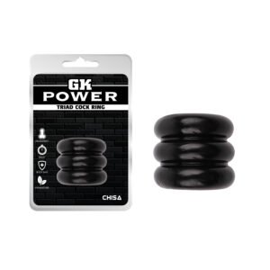Широке ерекційне кільце з трьох ярусів Chisa GK Power Triad Cock Ring, чорне