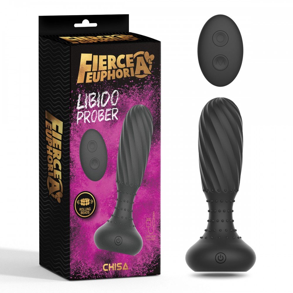 Анальна пробка з пультом Chisa Fierce Euphoria Libido Prober, чорна Анальна пробка з пультом Chisa Fierce Euphoria Libido Prober, чорна