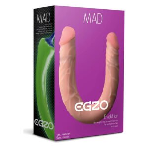 Двосторонній фалоімітатор EGZO MAD Ciberskin із кібершкіри, тілесний