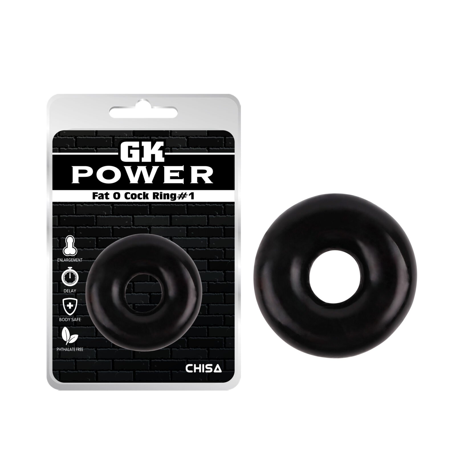 Ерекційне кільце Chisa GK Power Fat O Cock Ring # 1, чорне Ерекційне кільце Chisa GK Power Fat O Cock Ring # 1, чорне
