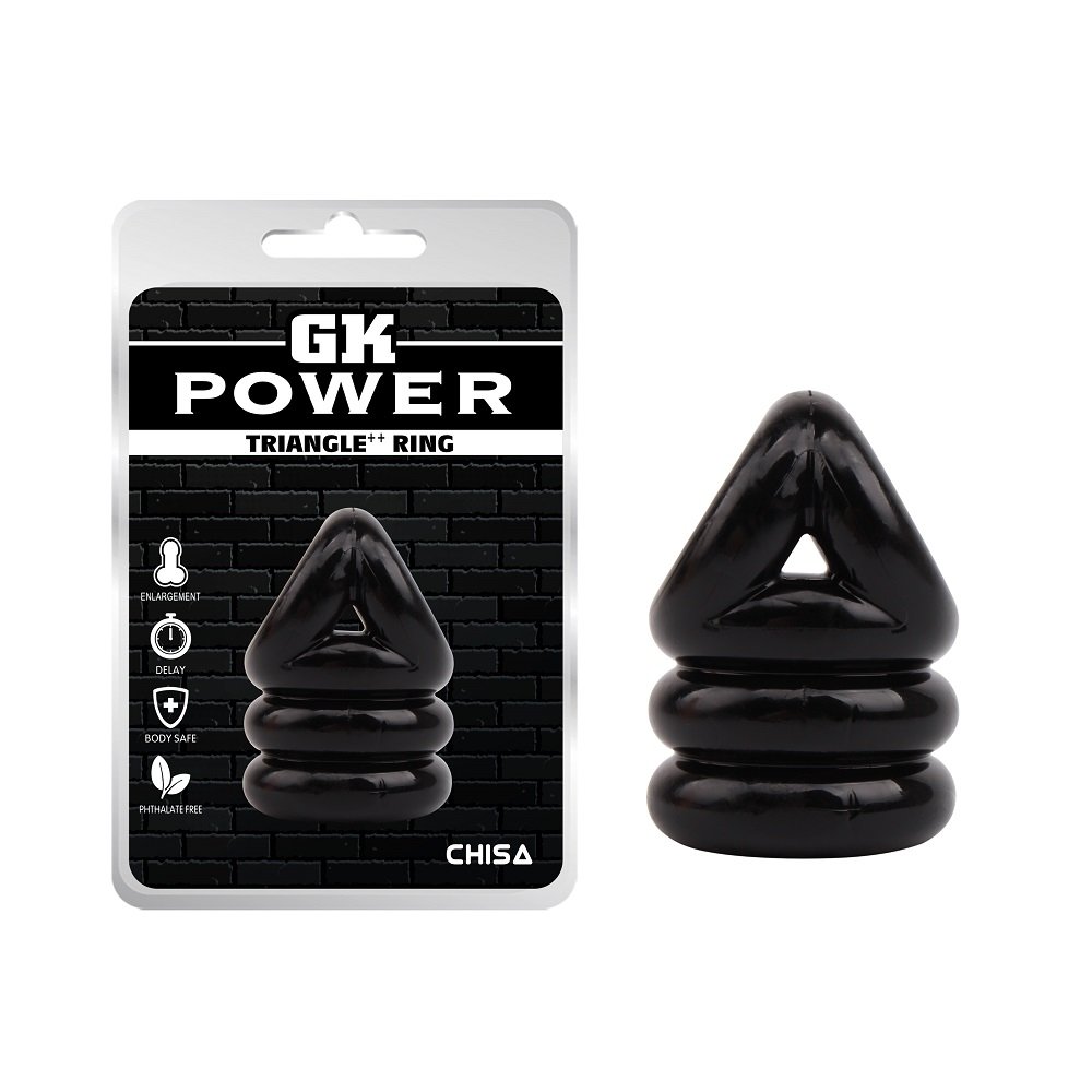 Ерекційне кільце Chisa GK Power Triangle++ Ring з утяжкою на мошонку, чорне Ерекційне кільце Chisa GK Power Triangle++ Ring з утяжкою на мошонку, чорне
