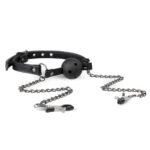Кляп із затискачами на соски Open Ball Gag With Nipple Clamps