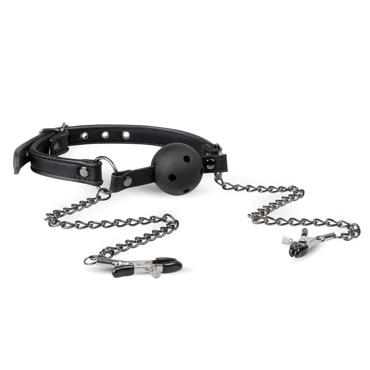 Кляп із затискачами на соски Open Ball Gag With Nipple Clamps Кляп із затискачами на соски Open Ball Gag With Nipple Clamps
