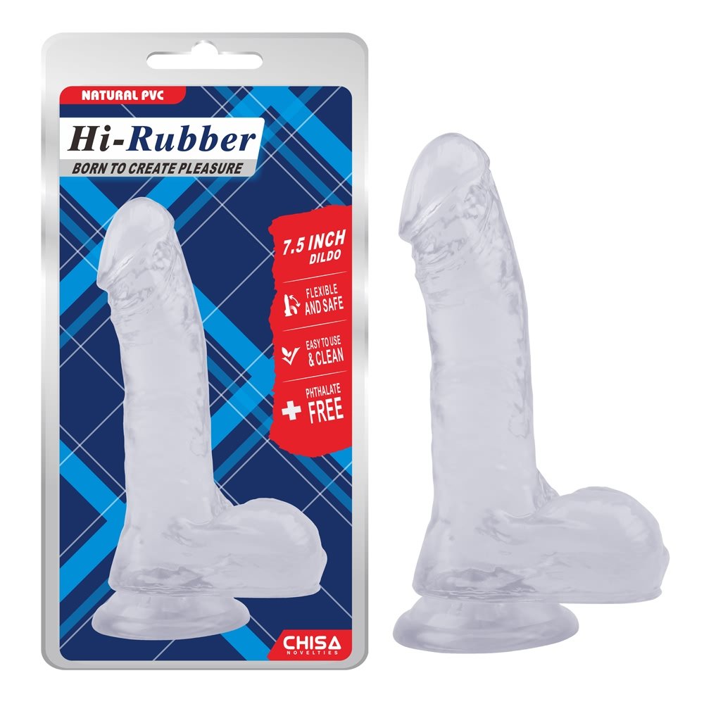 Фалоімітатор з яєчками на присосці Chisa HI-RUBBER 7.5, прозорий Фалоімітатор з яєчками на присосці Chisa HI-RUBBER 7.5, прозорий