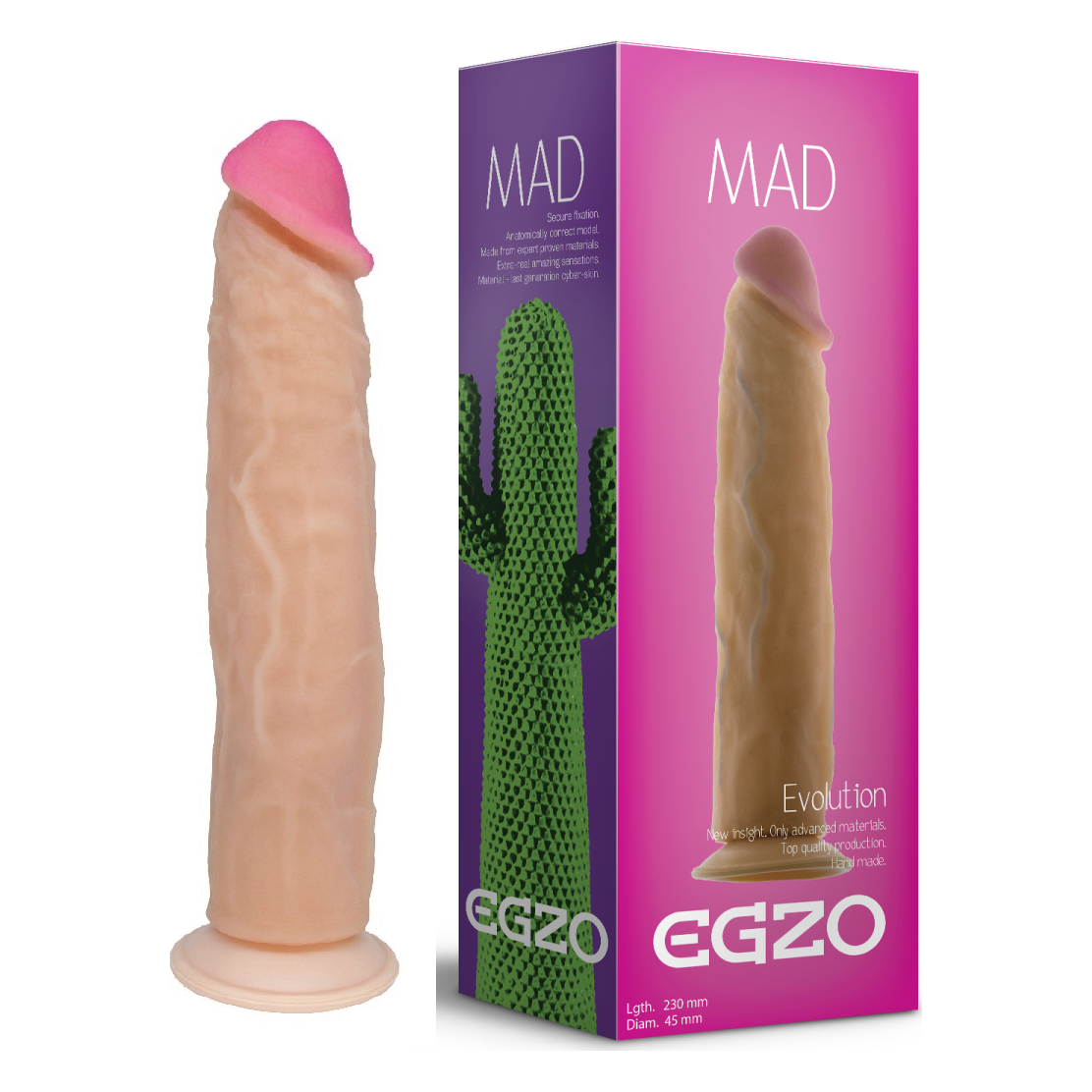 Фалоімітатор реалістичний EGZO Mad Evolution Ciberskin Great Lover на присосці, тілесний Фалоімітатор реалістичний EGZO Mad Evolution Ciberskin Great Lover на присосці, тілесний