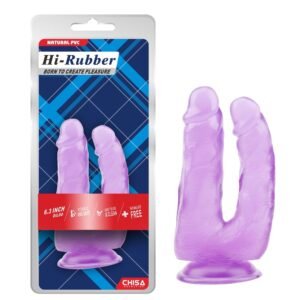 Фалоімітатор подвійний Chisa Hi-Rubberна присосці, фіолетовий
