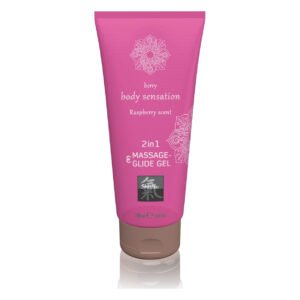 Лубрикант та масажне масло 2 в 1 HOT SHIATSU Massage-& Glide gel 2 in1 Raspberry scent, 200 мл