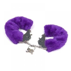 Наручники металеві Roomfun з товстим фіолетовим хутром FURRY CuffS