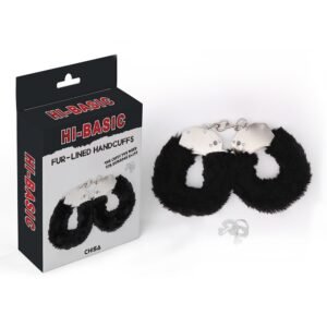 Наручники металеві Chisa Hi-Basic Fur-lined Handcuffs з чорним хутром