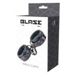 Поножі з фіолетовим тисненням Dream toys BLAZE Luxury Fetish на ланцюжку чорного кольору