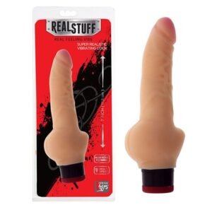 Вібромасажер реаліст Dream toys RealStuff з мошонкою 17,8 см, тілесний