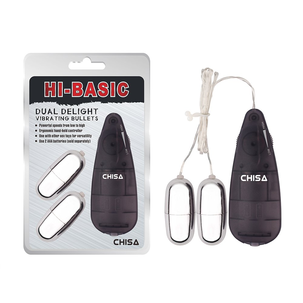 Віброяйця з пультом Chisa Hi-Basic Dual Delight Vibrating Bullets, сріблясті Віброяйця з пультом Chisa Hi-Basic Dual Delight Vibrating Bullets, сріблясті