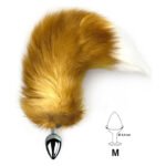 Металева анальна пробка з хвостом із натурального хутра Art of Sex size M Red fox