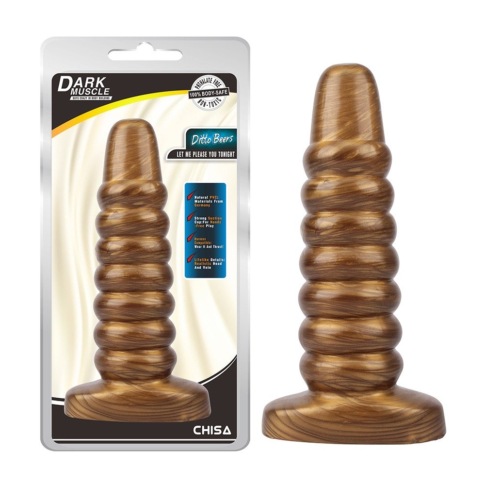 Велика анальна пробка ребриста Chisa Dark Muscle Gold Велика анальна пробка ребриста Chisa Dark Muscle Gold