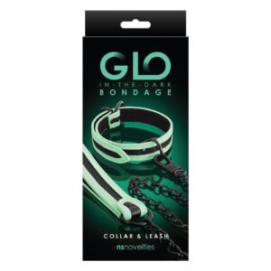 Нашийник з повідцем NS Novelties GLO Bondage Collar And Leash Green світяться в темряві