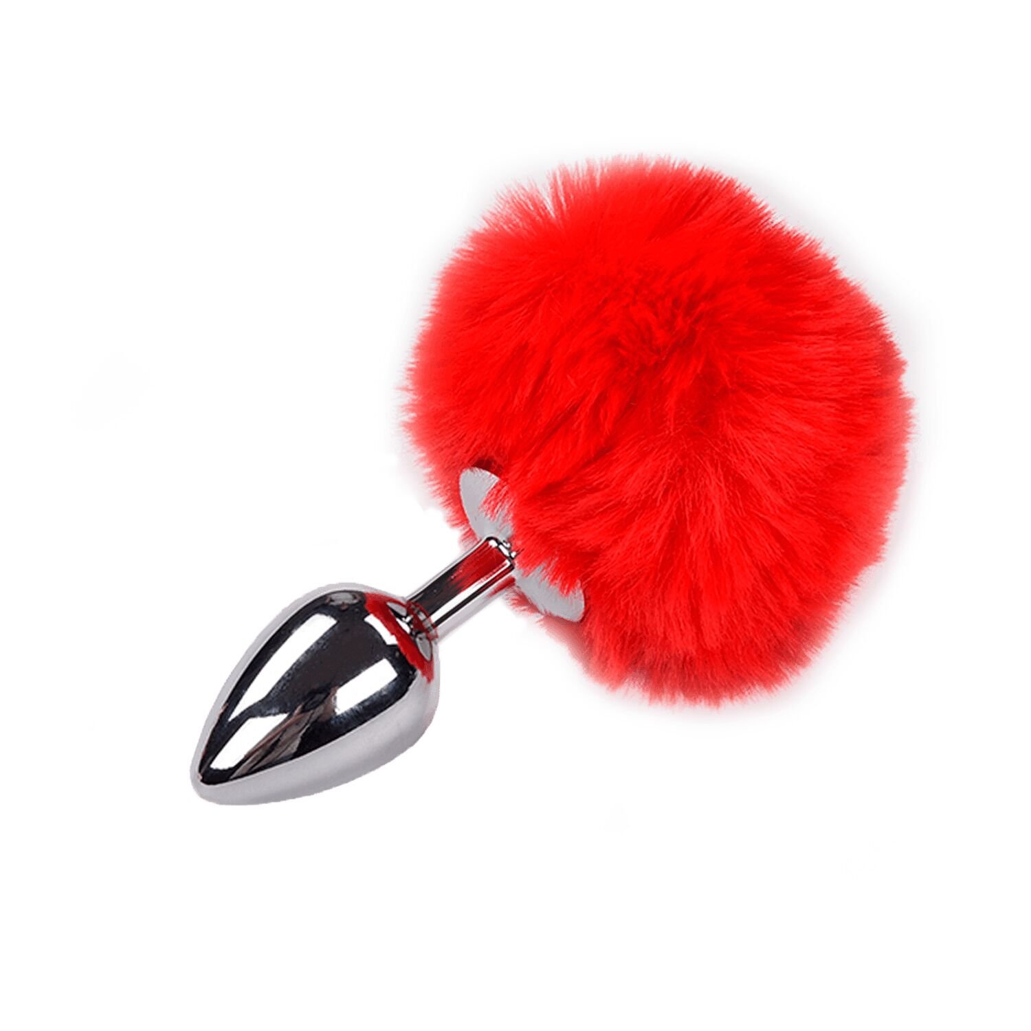 Металева анальна пробка Кролячий хвостик Alive Fluffy Plug M Red, діаметр 3,4 см Металева анальна пробка Кролячий хвостик Alive Fluffy Plug M Red, діаметр 3,4 см