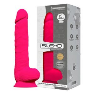 Фалоімітатор SilexD Kingston Pink (MODEL 15in), двошаровий, силікон+Silexpan, діаметр 7 см