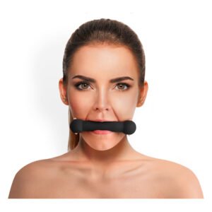 Кляп-палиця на ременях Art of Sex – Gag Stick Silicon, чорний, натуральна шкіра