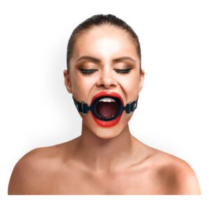 Кляп-розширювач силіконове кільце Art of Sex – Gag Ring, чорний, натуральна шкіра