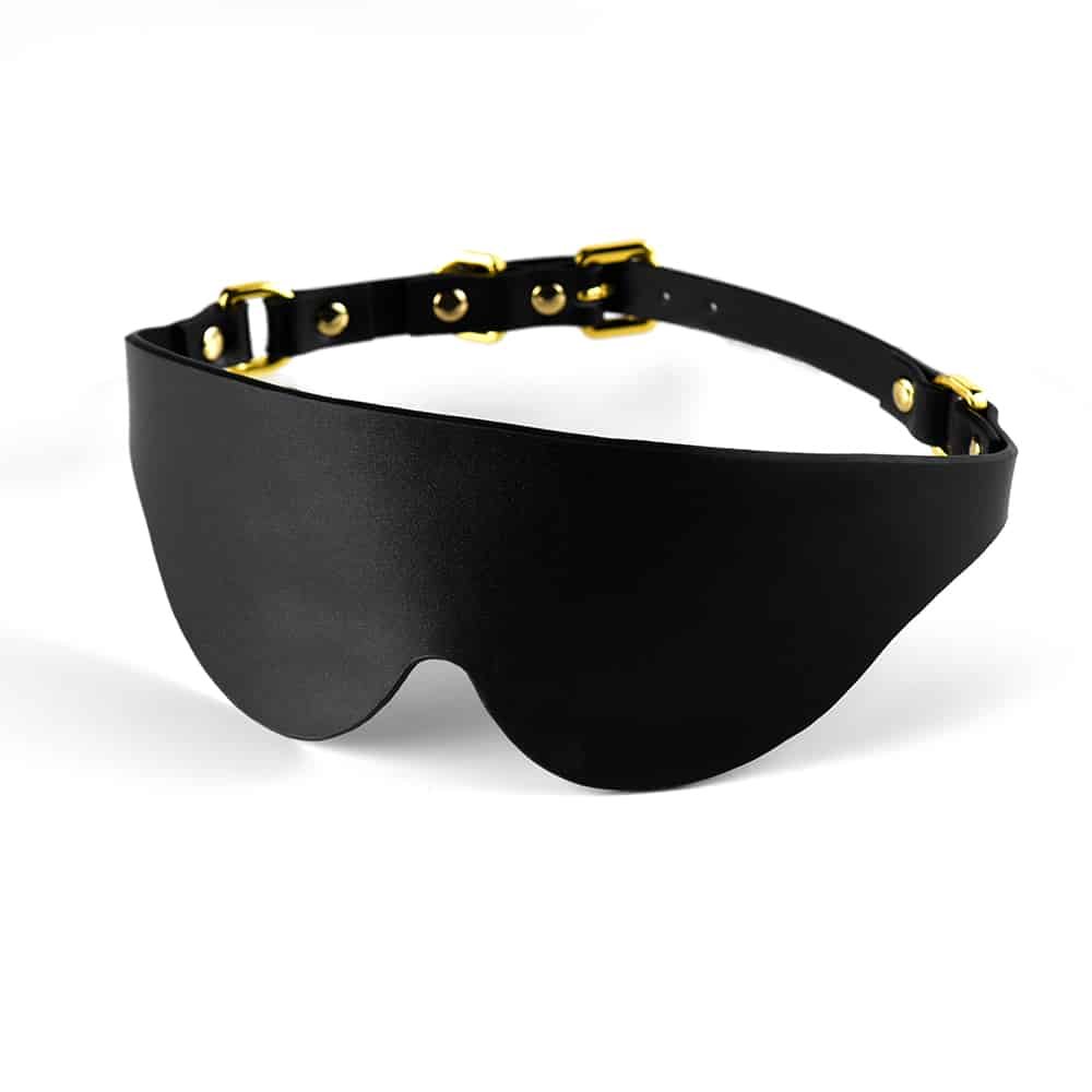 Маска на очі Blindfold UPKO з італійської шкіри, чорна Маска на очі Blindfold UPKO з італійської шкіри, чорна