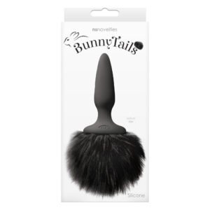 Анальна пробка з м'яким пухнастим хвостом кролика BUNNY TAILS MINI BLACK BLACK FUR
