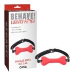 Кляп-кісточка червона Chisa Behave! Doggle Bone Bit Gag з чорним ремінцем