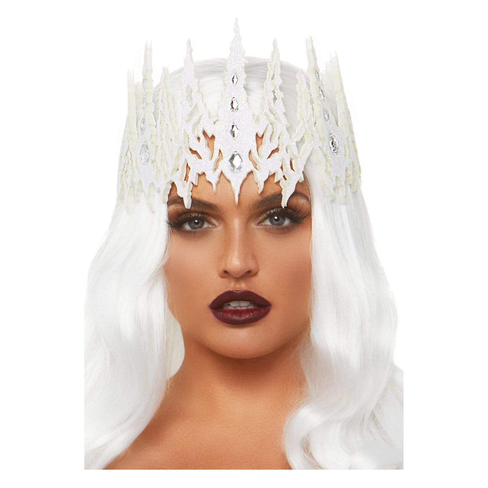 Корона із кристалами Glitter Die Cut Jeweled Crown від Leg Avenue, біла Корона із кристалами Glitter Die Cut Jeweled Crown від Leg Avenue, біла