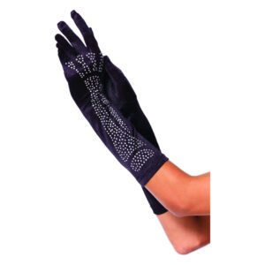 Рукавички зі стразами Skeleton Bone Elbow Length Gloves від Rhinestone Leg Avenue, чорні OS