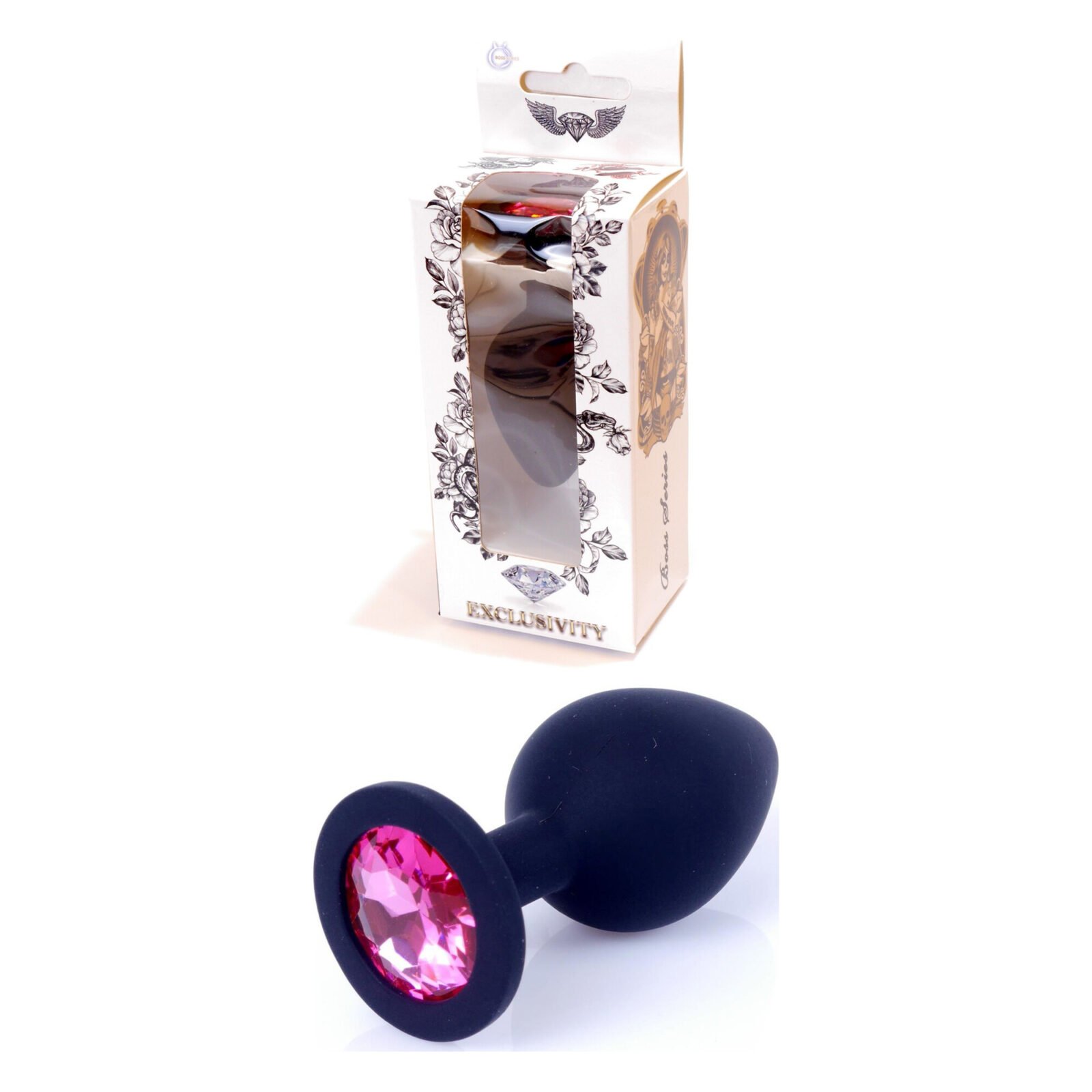 Анальна пробка чорна з каменем Plug-Jewellery Black Silicon PLUG Medium-Pink Diamond Анальна пробка чорна з каменем Plug-Jewellery Black Silicon PLUG Medium-Pink Diamond