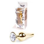 Анальний плаг з каменем Plug-Jewellery Gold BUTT PLUG- Clear