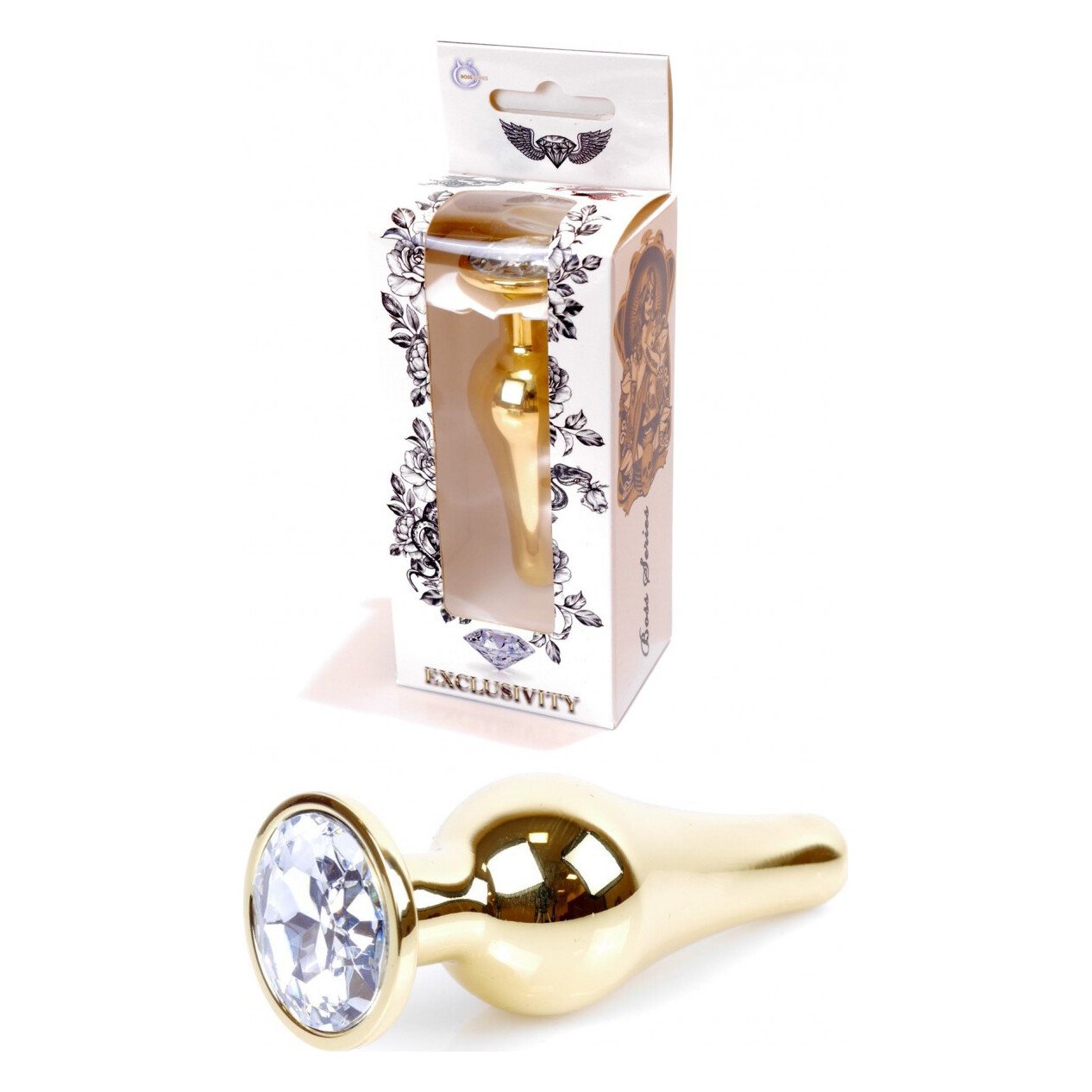 Анальний плаг з каменем Plug-Jewellery Gold BUTT PLUG- Clear Анальний плаг з каменем Plug-Jewellery Gold BUTT PLUG- Clear