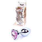 Анальний корок з каменем Plug-Jewellery Silver Heart PLUG- Rose