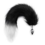 Анальна пробка S лисий хвіст DS Fetish Anal plug S faux fur fox tail Black/white polyeste