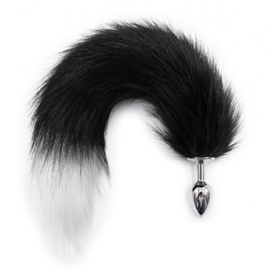 Анальна пробка S лисий хвіст DS Fetish Anal plug S faux fur fox tail Black/white polyeste Анальна пробка S лисий хвіст DS Fetish Anal plug S faux fur fox tail Black/white polyeste