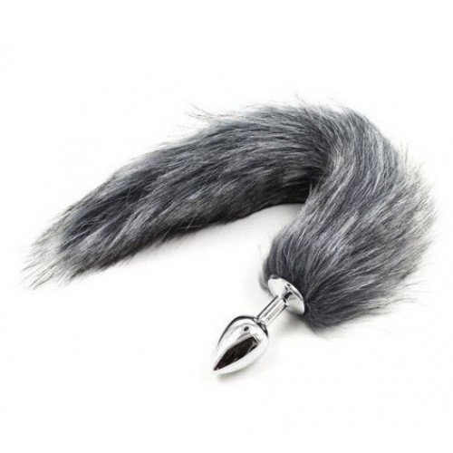 Анальна пробка S лисий хвіст DS Fetish Anal plug S faux fur fox tail light grey polyeste Анальна пробка S лисий хвіст DS Fetish Anal plug S faux fur fox tail light grey polyeste