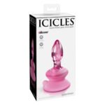 Анальна пробка із присоскою Pipedream Icicles No. 90, скляна, рожева